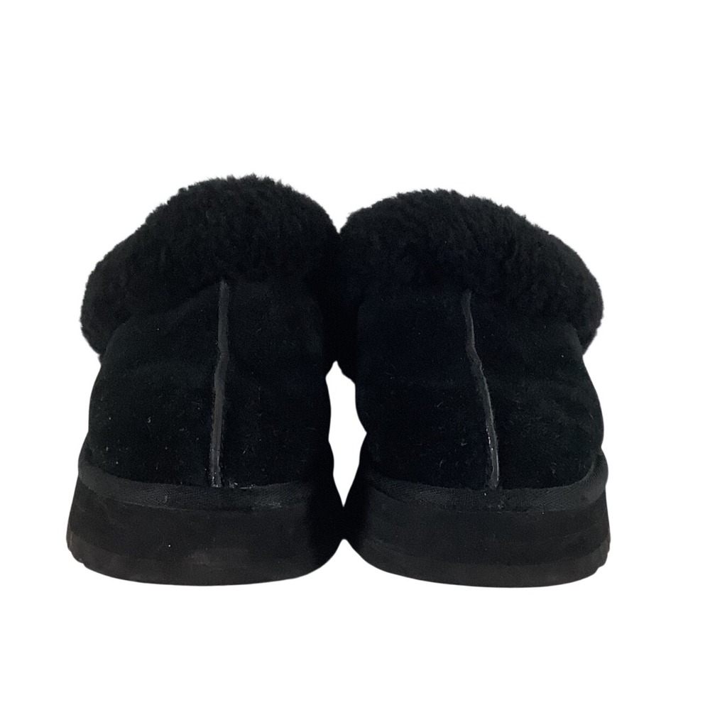 UGG Disquette Black Suede Platform Shearling Slippers‎ 1122550 Womens 7